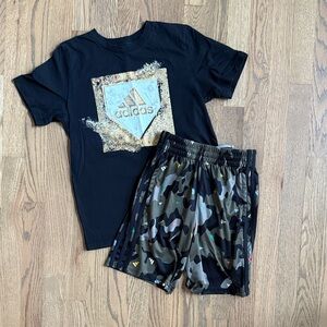 Adidas Black Tee and Camo Shorts Set